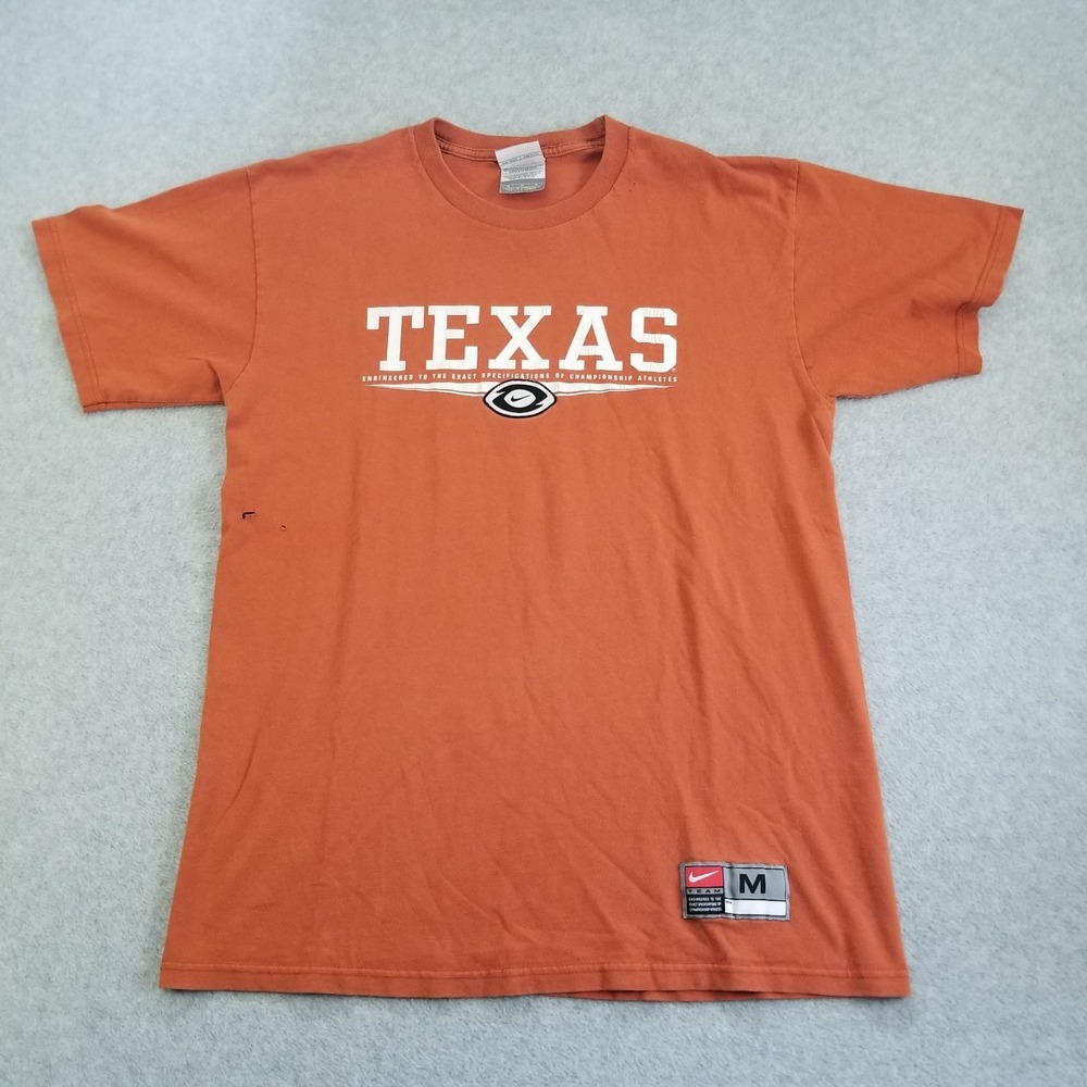 Vintage Texas Longhorns Shirt Nike Mens Medium Orange Center Check Swoosh